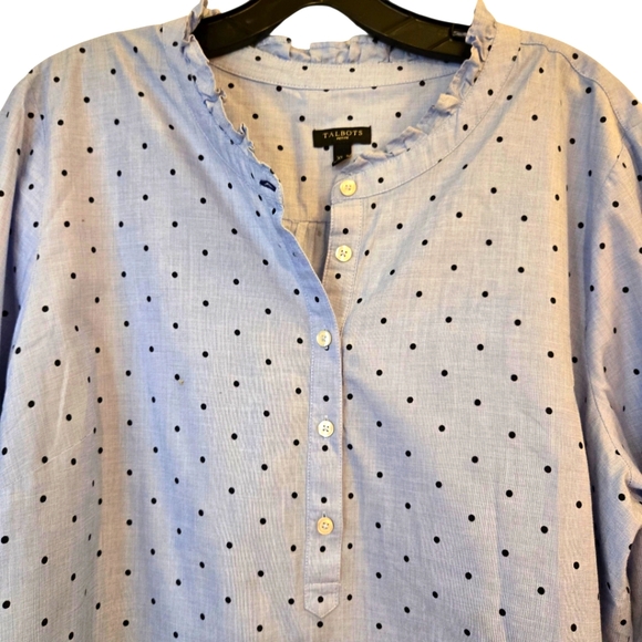 Talbots Cotton Feminine Popover-Dot Top Feminine Cottage Preppy Core Size: XL/P - Picture 3 of 12